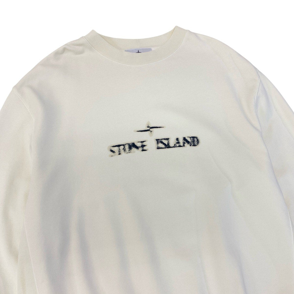 38f18 《美品》 STONE ISLAND ストーンアイランド ロゴプリントスウェット トレーナー サイズXL アイボリーt18r