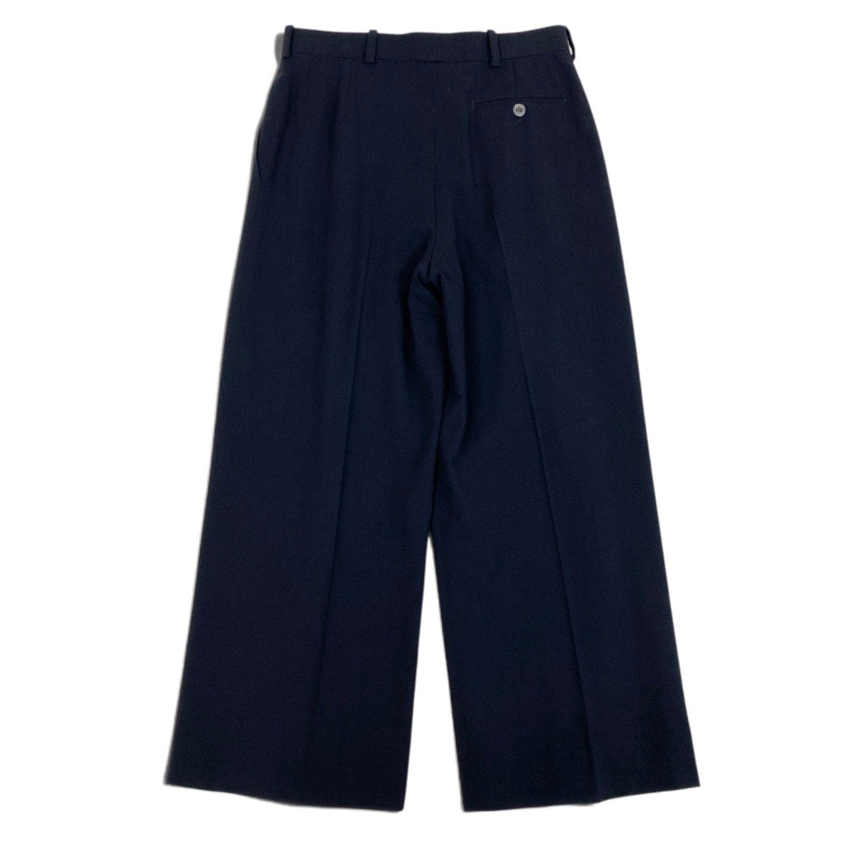 Ei7 【美品】  Hermès エルメス ゴルチエ期 ワイドスラックス シェルボタン サイズ38 ネイビー ウール100％ レディースk02i