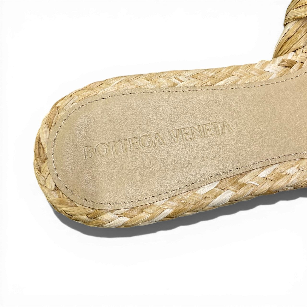 Ad2 BOTTEGA VENETA ボッテガヴェネタ  リド スライドサンダル サイズ36 1/2 編み込みラフィアサンダル レディースk02i