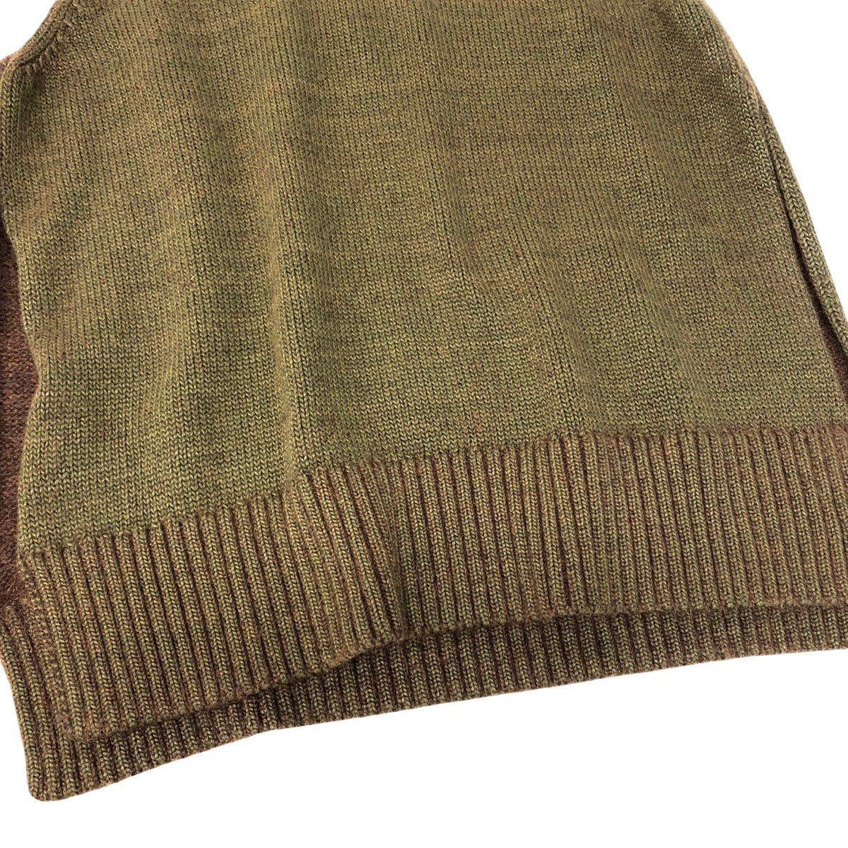 Mf18《美品》 Maison Margiela メゾンマルジェラ サイドスリット タートルネックニットベスト Side-Slit Turtleneck Knit Vest サイズS カーキt18r