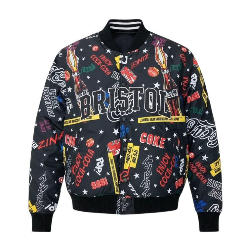 68h18 FCRB × Coca Cola エフシーレアルブリストル コカ・コーラ コラボ リバーシブルブルゾン ナイロンジャケット サイズM ブラック メンズu02t