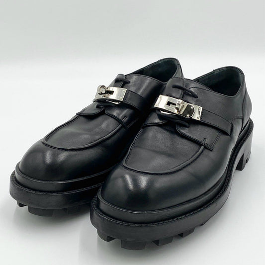 1h21 HERMES エルメス ダービーシューズ ファースト レザーシューズ 革靴 BR222945ZH サイズ41.5 ブラック レザー メンズk02i
