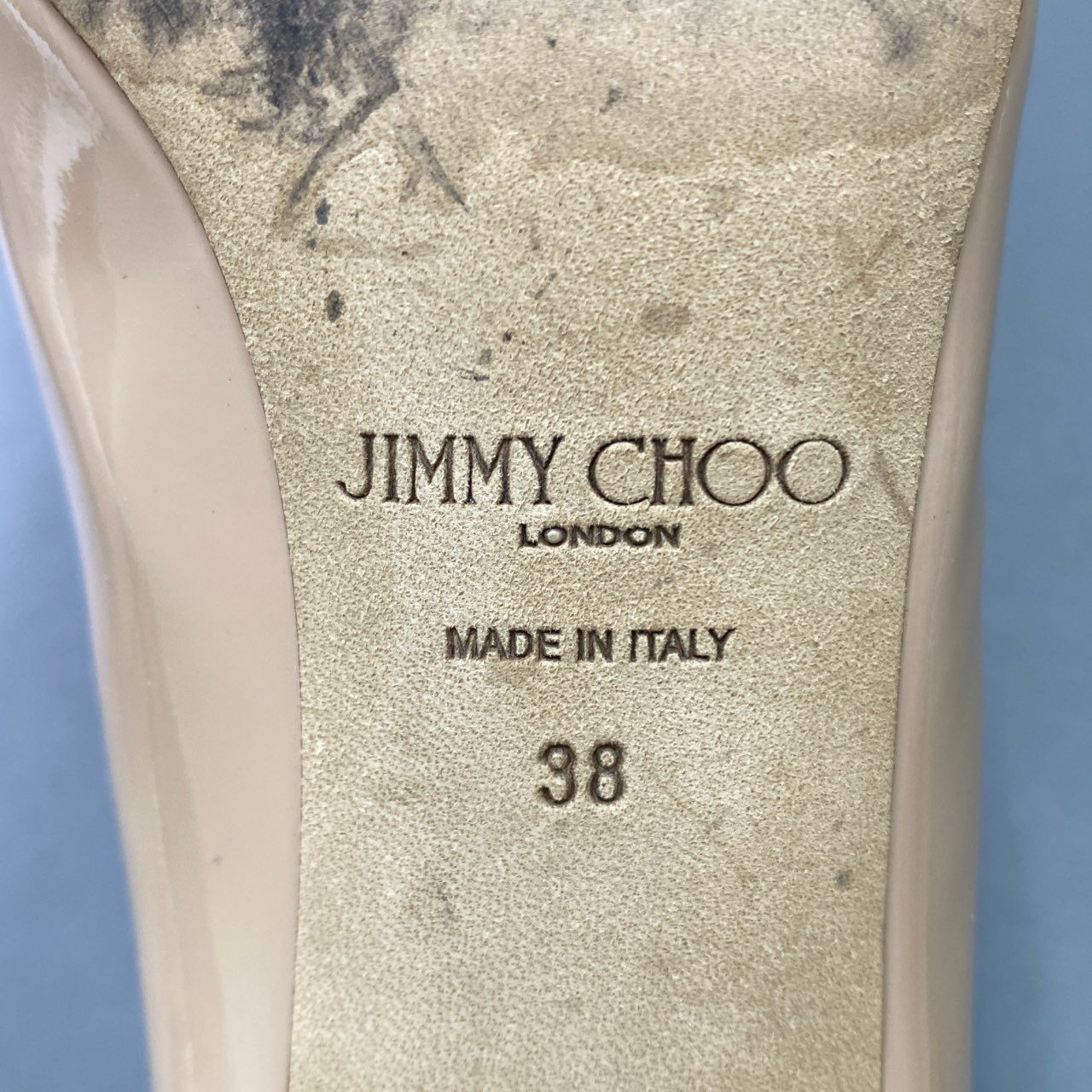 4k9 《美品》 JIMMY CHOO ジミーチュウ AGNES エナメル ヒールパンプス 38 パウダーピンク パテントレザー セレモニー 結婚式 シューズ イタリア製 箱付き