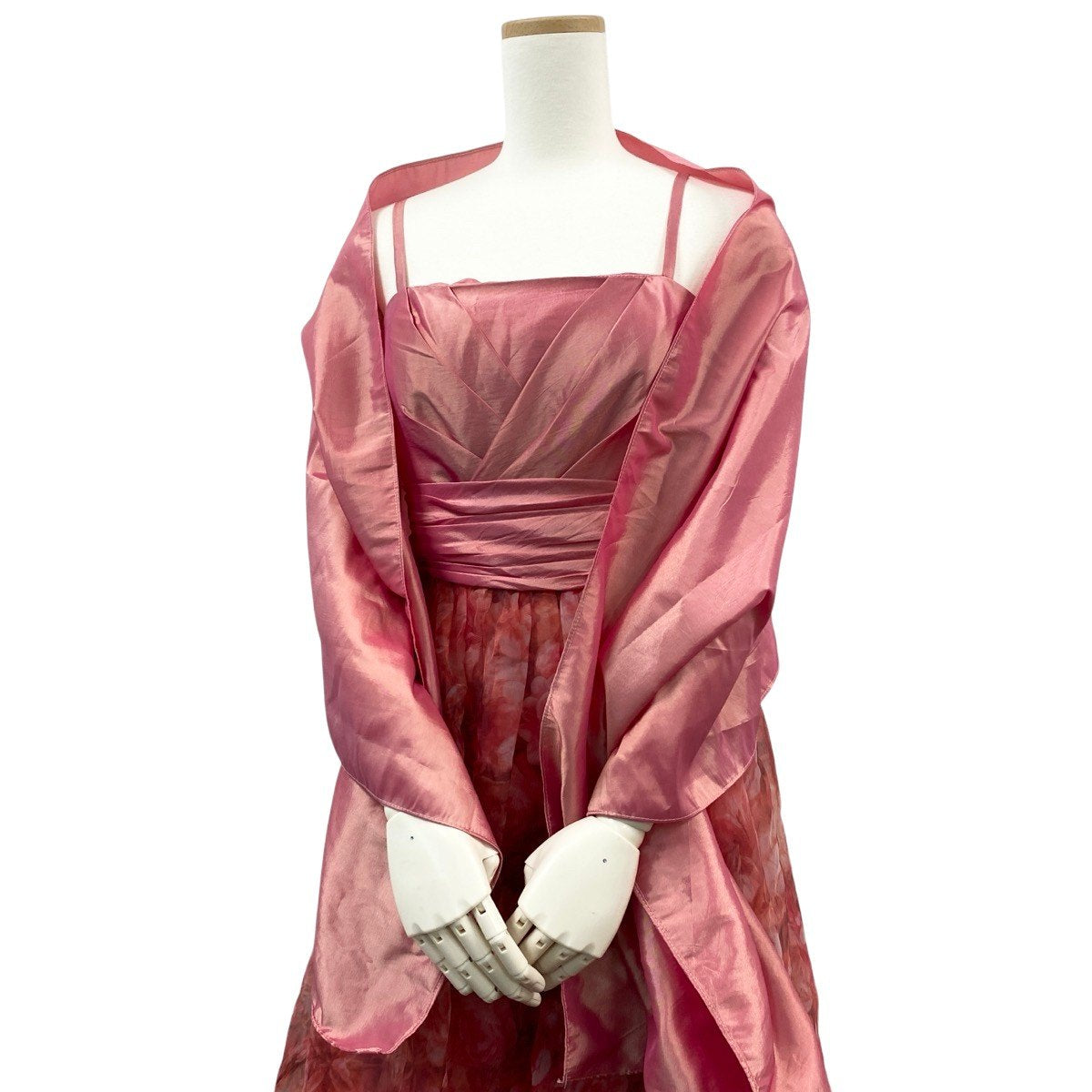 63h12 DRESS ROOM AMI ドレスルームアミ パーティードレス ロングドレス 花柄プリント  ピンク系 レディース 女性用u02t