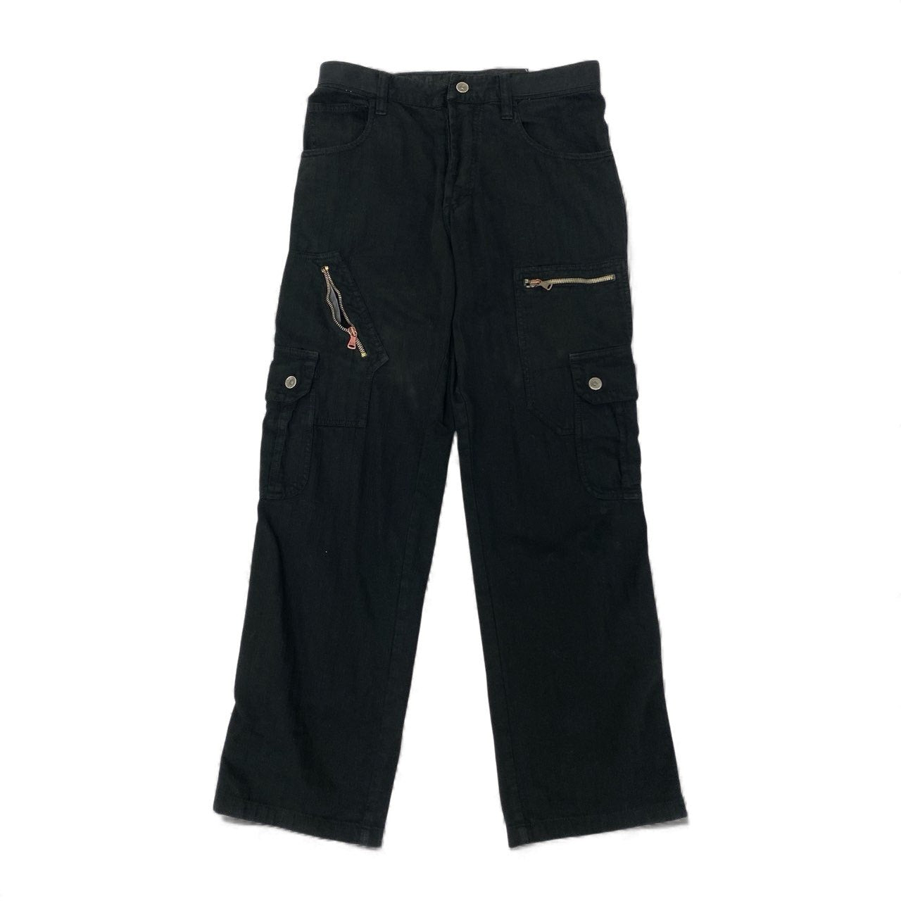 30K18 DOLCE&GABBANA ドルチェアンドガッバーナ マルチジップポケットパンツ カーゴパンツ  ボタンフライ ボトム 30/44サイズ ブラック メンズu02t