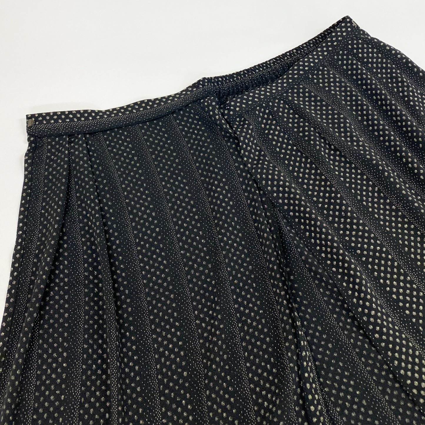 47d16 【美品】 詩仙堂 BY HITOSHI シセンドウ セットアップスカート ちりめん レイヤード風 ノーカラージャケット ラップスカート 総柄 ネイビー ポリエステル100％ レディース 女性用u02t