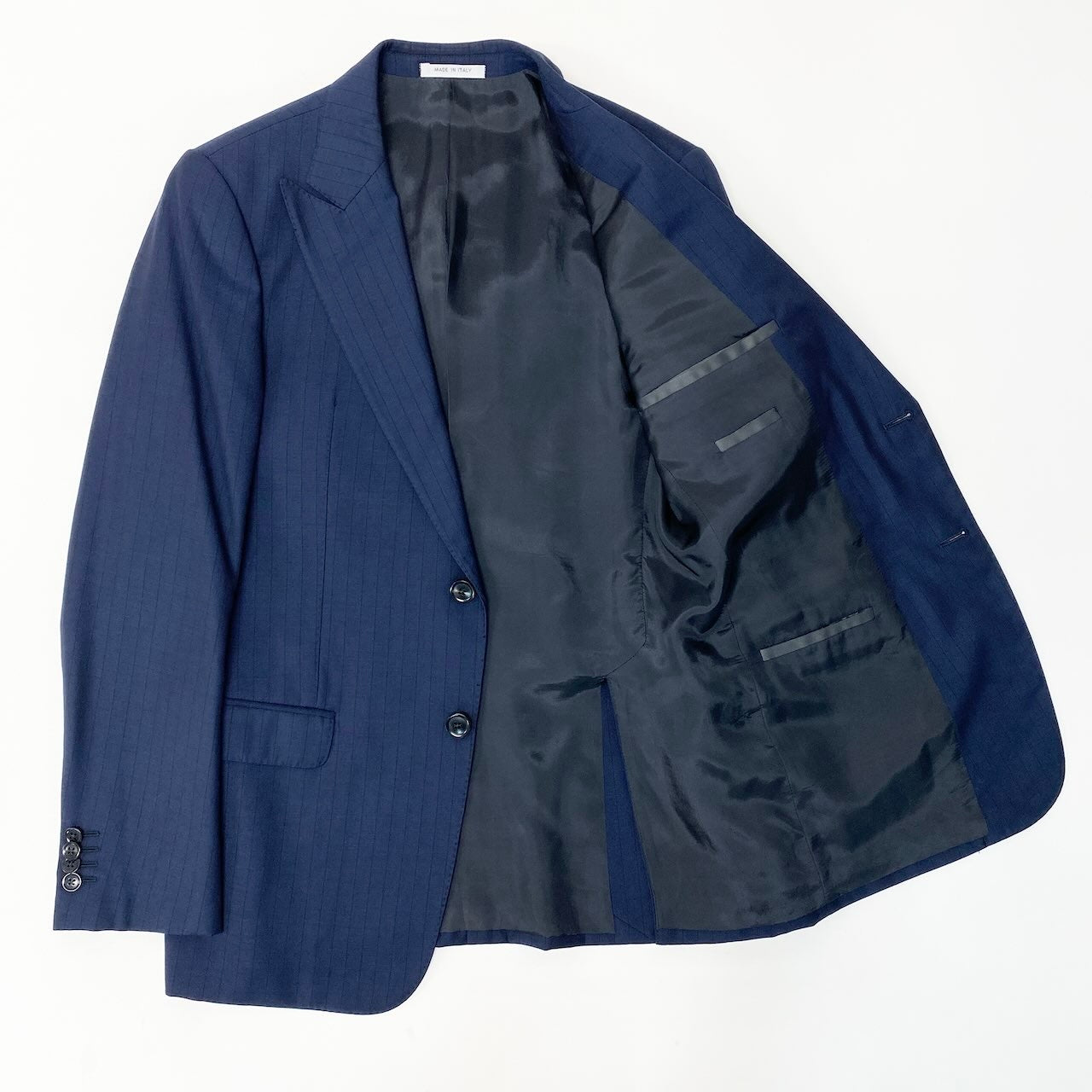 4c29 ARMANI COLLEZIONI アルマーニコレツィオーネ T LINE セットアップスーツ シングルスーツ 2B ストライプ柄 メンズ 紳士服 ビジネス フォーマル イタリア製 48 ネイビー ウール100％u02t
