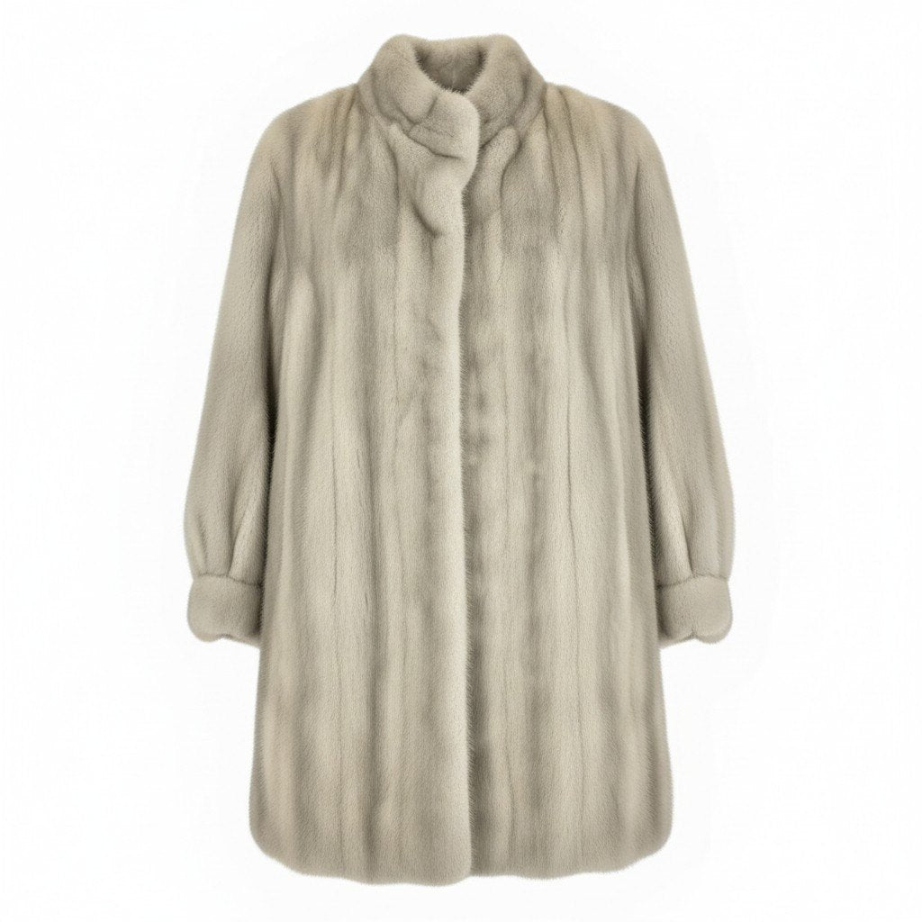 8b22 AMERICAN FUR AWARDS アメリカンファーアワード 4つ星 サファイアミンク ロングコート サイズ11 シルバーグレー 最高級毛皮 Mink Fur Long Coatt18r