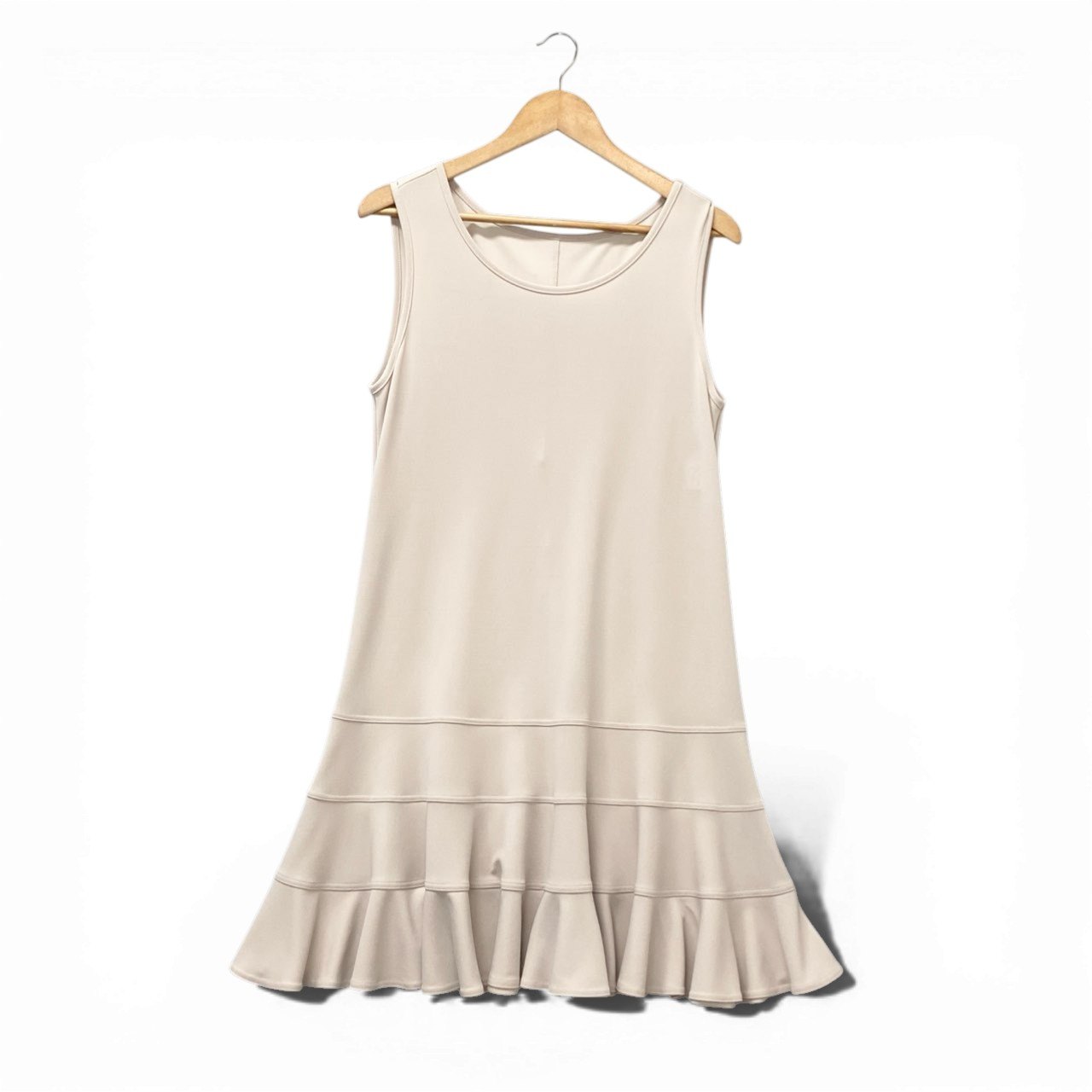 70b16 《美品》 TOKUKO 1er VOL トクコプルミエヴォル ノースリーブワンピース 裾フリル 膝丈 レディース 女性用 9 オフホワイトu02t
