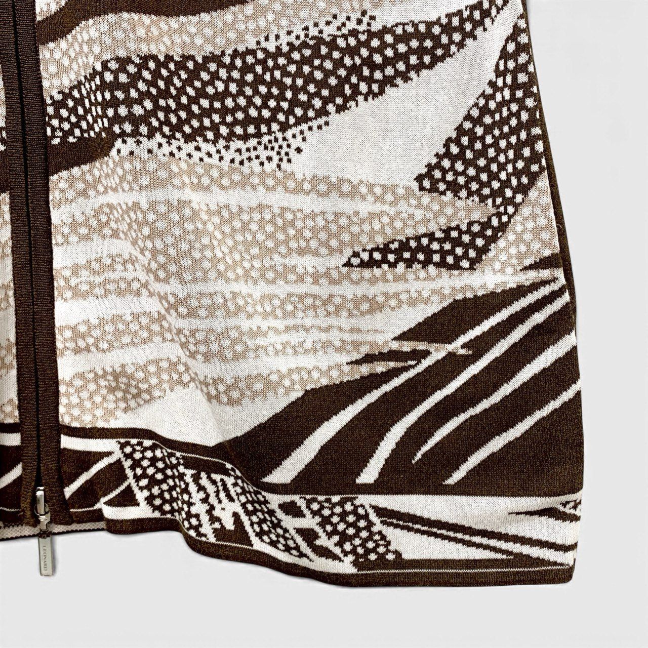 14b13 LEONARD SPORT レオナール スポーツ ジップアップニットベスト ダブルジップ チュニック丈 0557786 42サイズ ブラウン系 レディース 女性用u02t