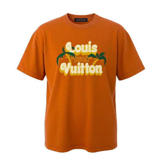 Id15 LOUIS VUITTON ルイヴィトン 24SS LV ニットTシャツ Palm Tree Knit T-Shirt サイズM オレンジt18r