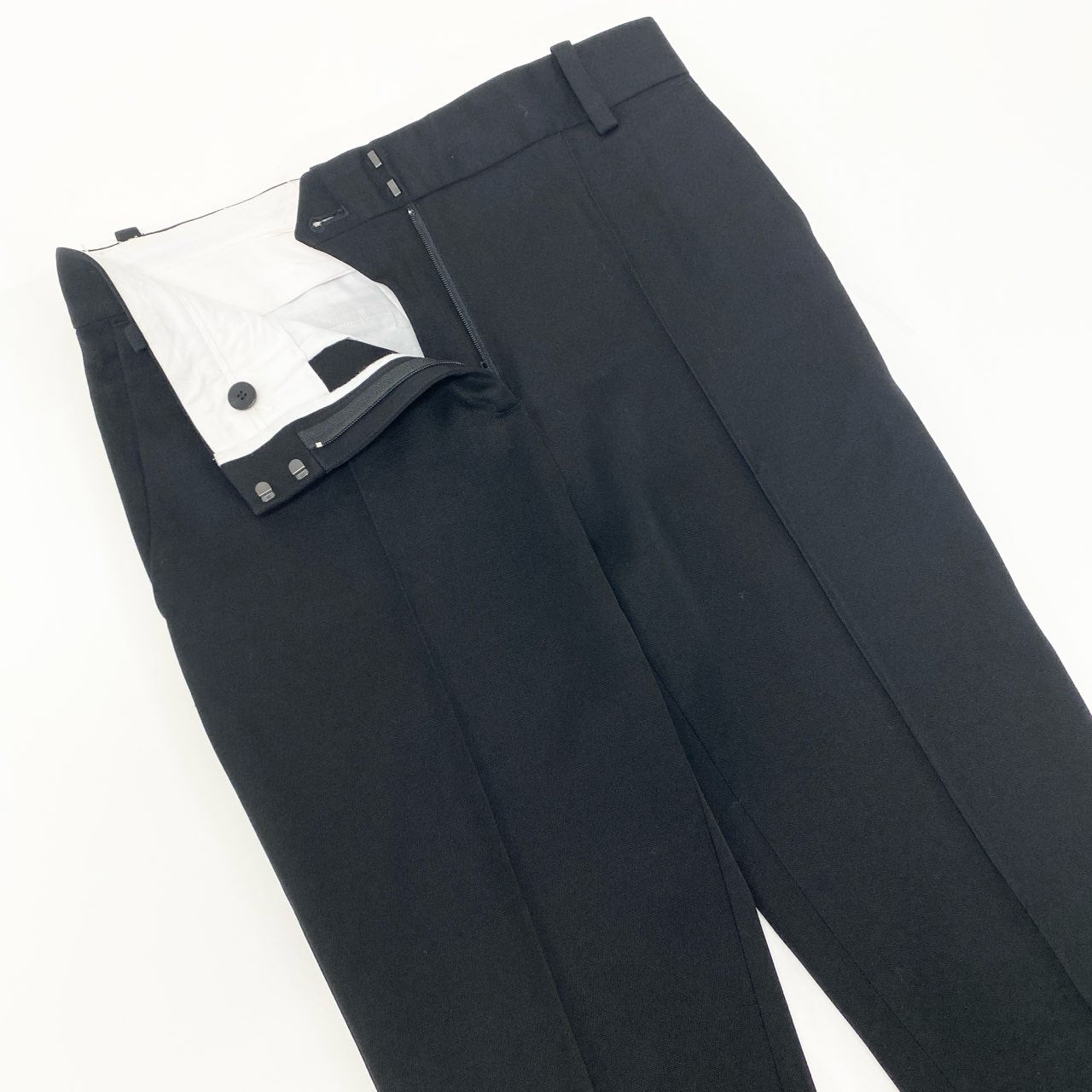 22i16 CELINE セリーヌ フィービー期 ウールカシミヤ スラックスパンツ テーパードパンツ ボトムス 34 ブラック レディースu02t