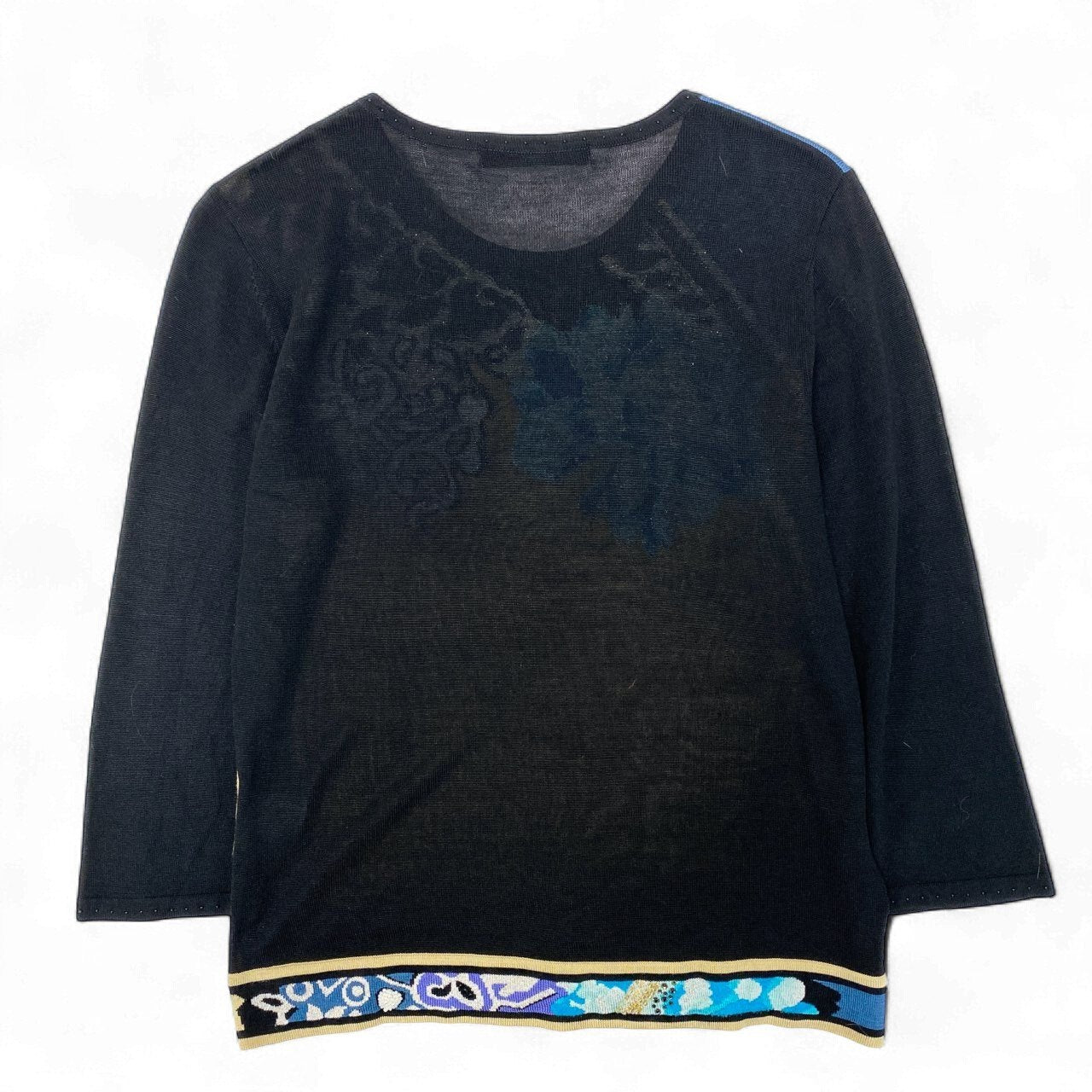 58k22【美品】LEONARD レオナール ラインストーン装飾 ラメ入り シルクニットセーター 薄手ニット サイズL  レディース 女性用 トップスk02i