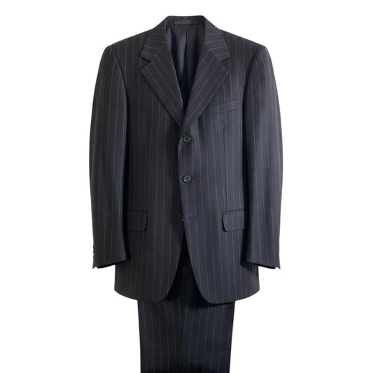 93j23 GUCCI グッチ フリーダ期 セットアップ シングルスーツ 3B ストライプ柄 サイズ46 ブラック ウール100 メンズ 紳士服o07t