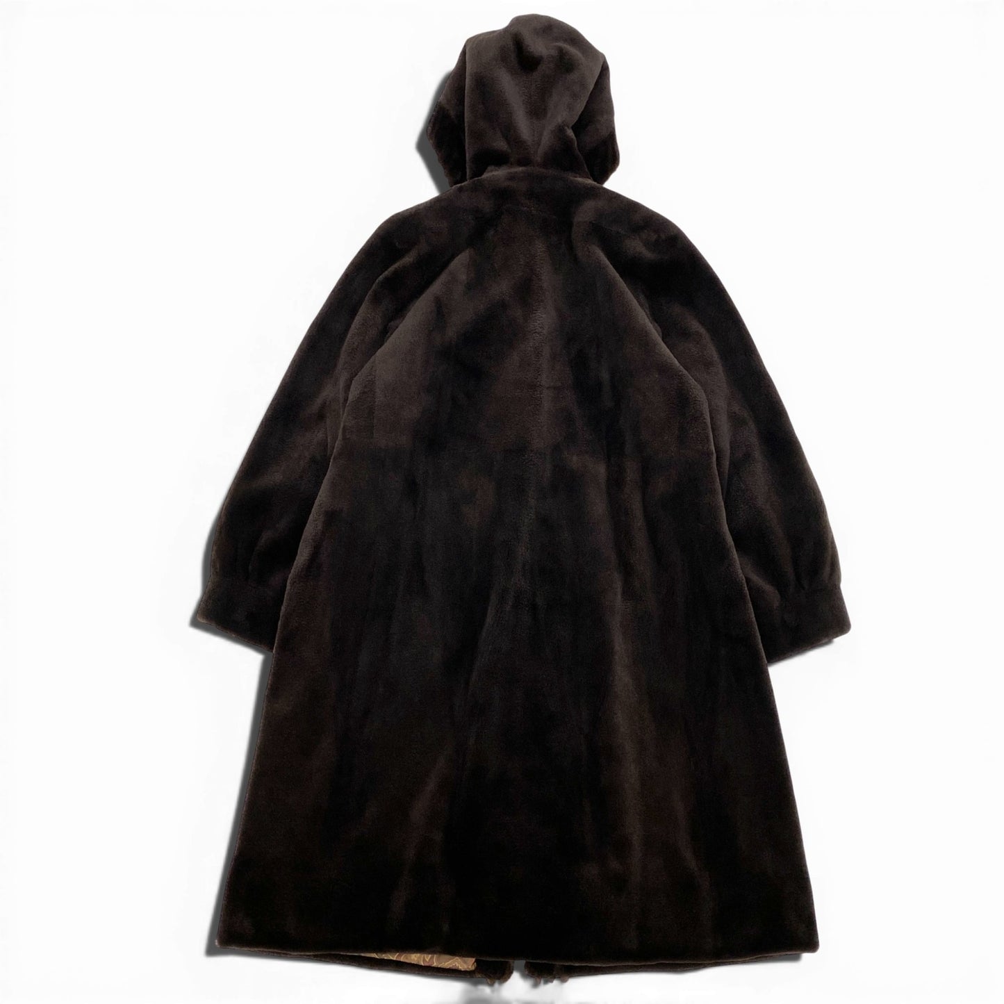 35L19 SAGA MINK サガミンク 銀サガ シェアードミンク フード付き 超ロングコート 丈108cm サイズF ブラウン 最高級本毛皮 MINK FURt18r