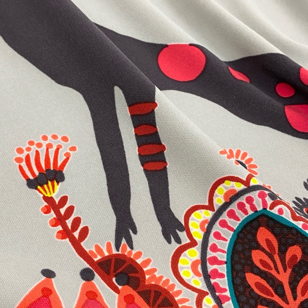 76k21 TOKUKO 1er VOL トクコプルミエヴォル チュニックワンピース サイドリボン アニマルプリント ストレッチ○ レディース 女性用 9 グレーu02t