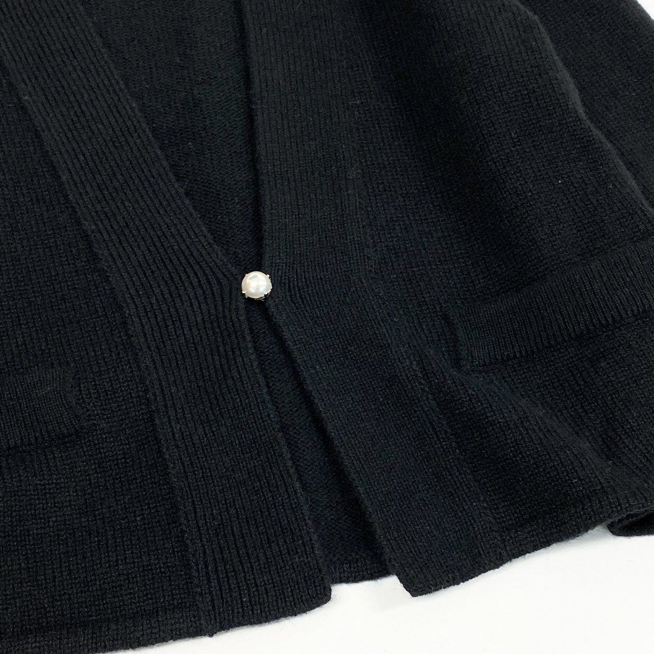 68L11 FOXEY フォクシー Pointelle Flare Cardigan ポインテルフレアカーディガン ニット トップス パールボタン 36534 38 ブラック カシミヤ100 レディースu02t