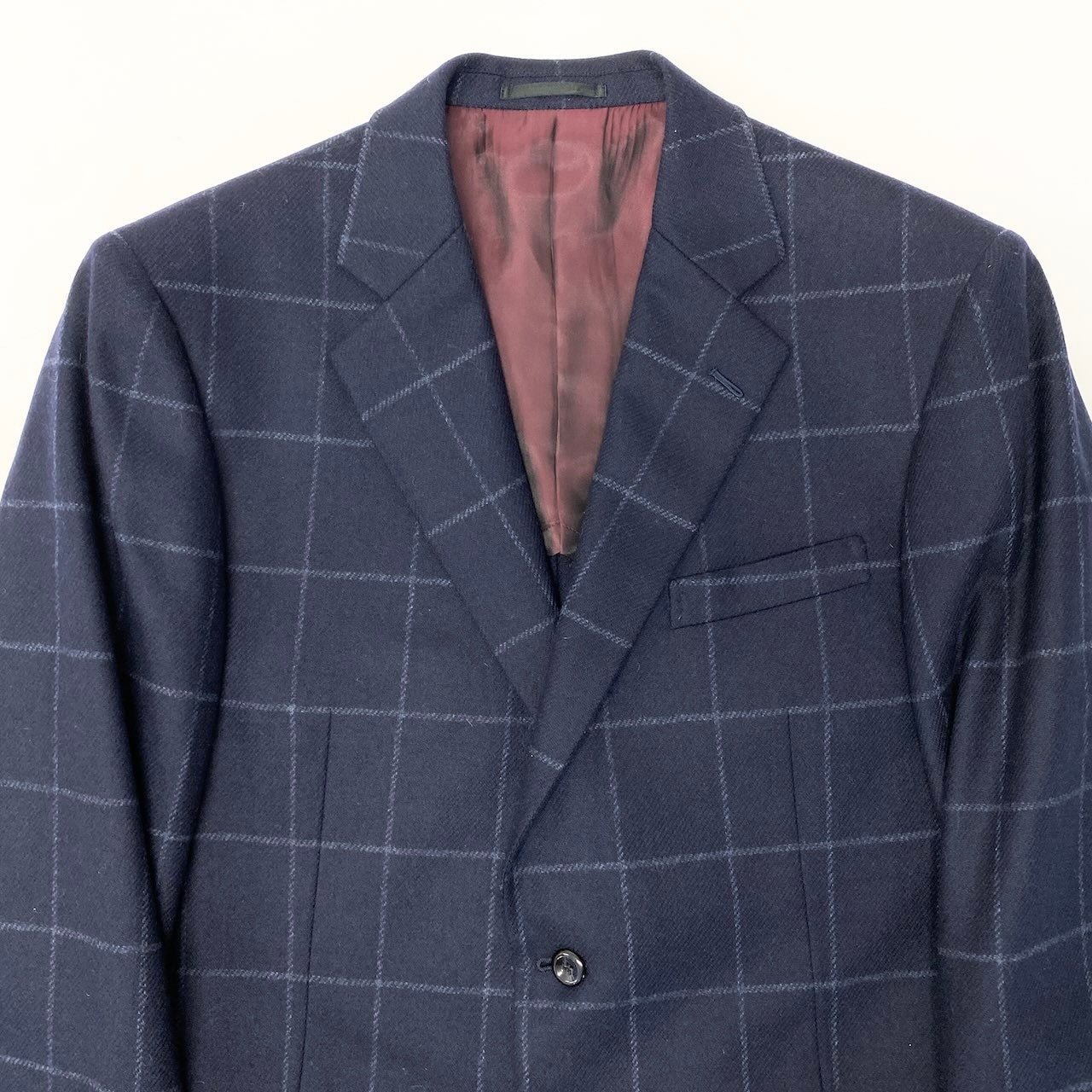 65e7 dunhill ダンヒル テーラードジャケット 背抜き チェック柄 ネイビー メンズ 紳士服u02t