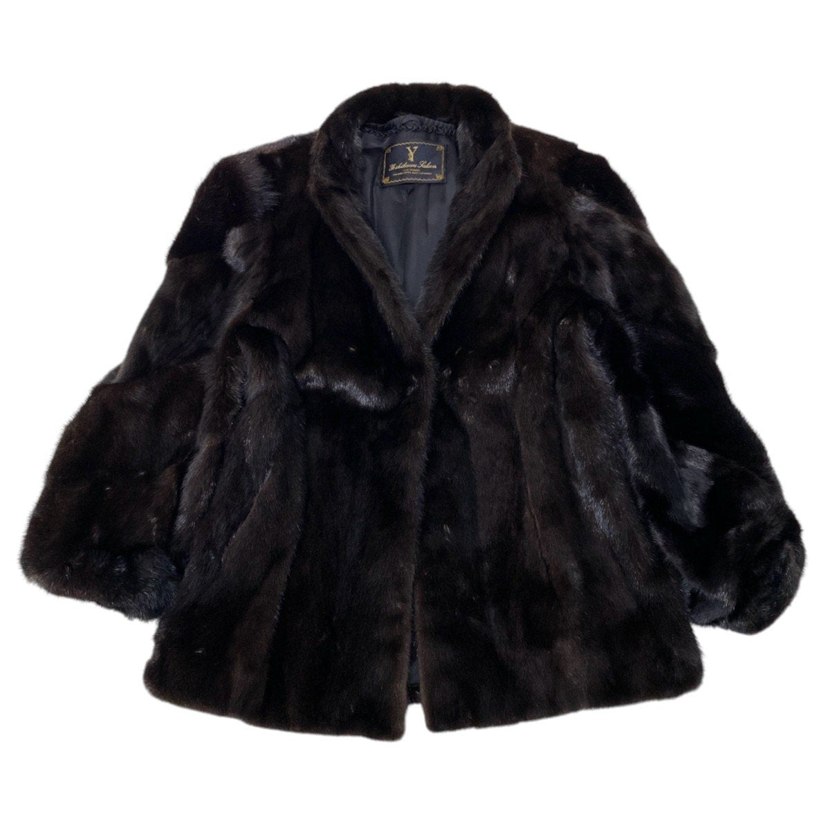 75i24 Yoshikawa Saloon 袖段 ダークミンク ファーコート サイズF ダークブラウン 本毛皮 Dark Mink Fur Coat リアルファーt18r