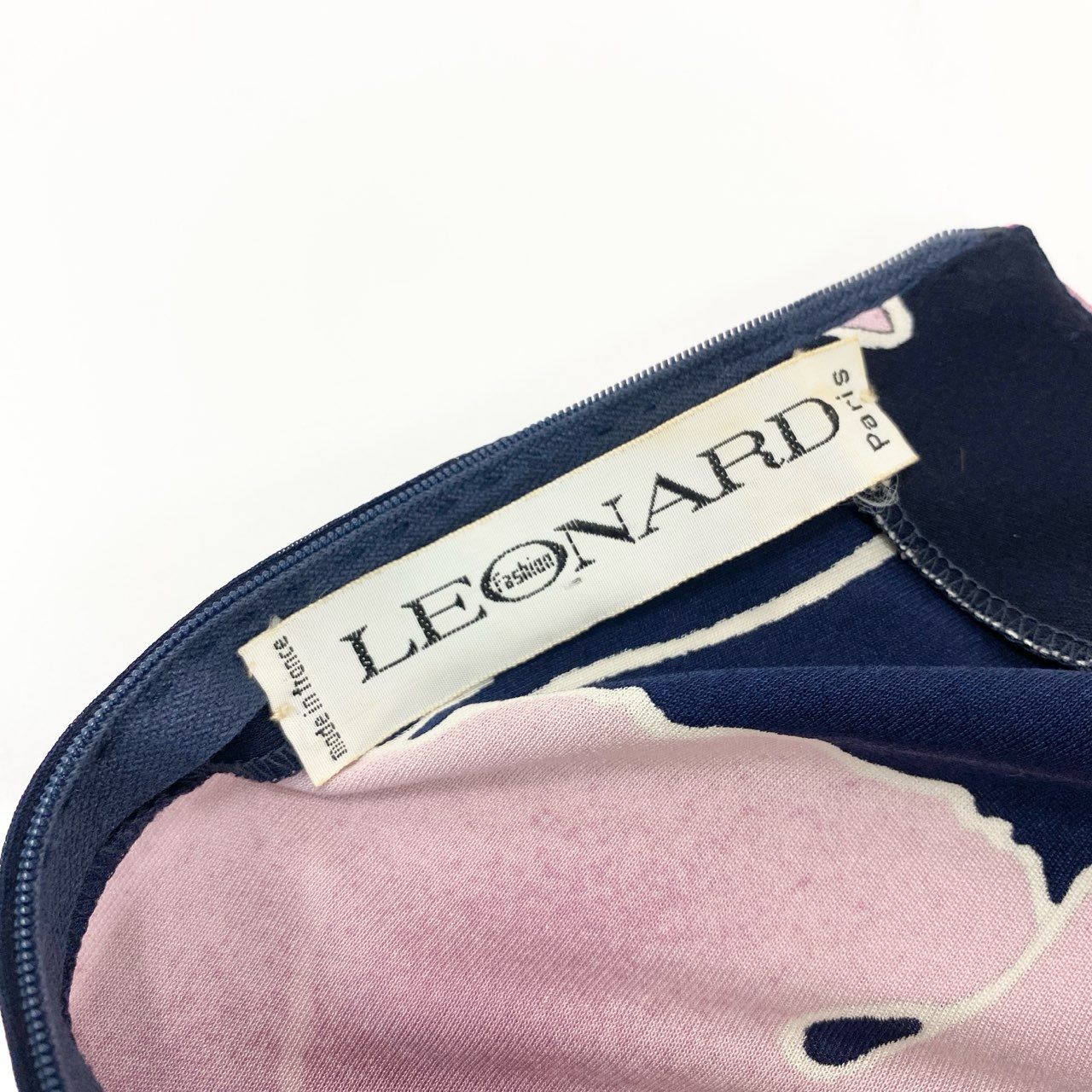 18j17 LEONARD レオナール ロングワンピース 長袖ワンピース 花柄 シルク 2サイズ ネイビー ピンク レディースu02t