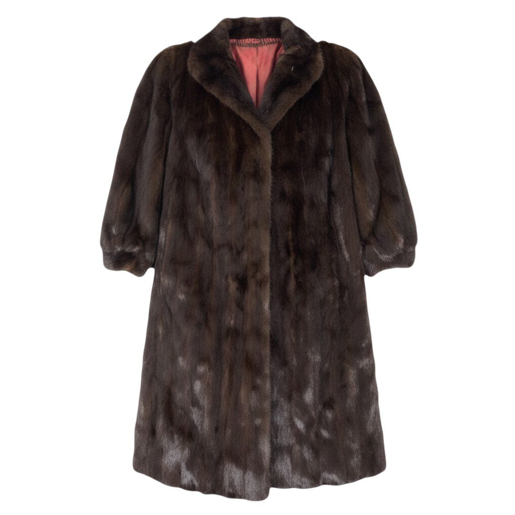 93h8 マホガニーミンク 超ロングコート 丈108cm サイズF 茶系 本毛皮 Mink Fur Coatt18r