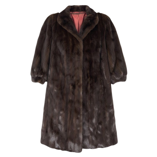 93h8 マホガニーミンク 超ロングコート 丈108cm サイズF 茶系 本毛皮 Mink Fur Coatt18r