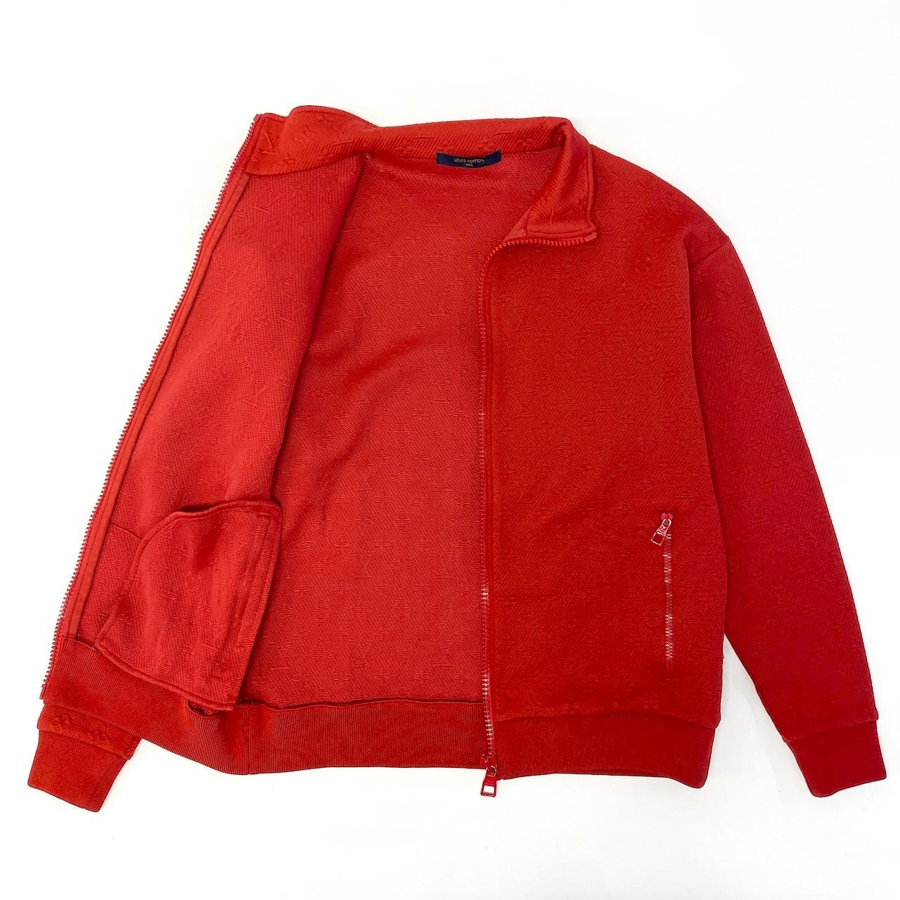 Id15 LOUIS VUITTON ルイヴィトン LV モノグラム ジップジャケット Monogram Zip Jacket サイズS レッド ブルゾンt18r