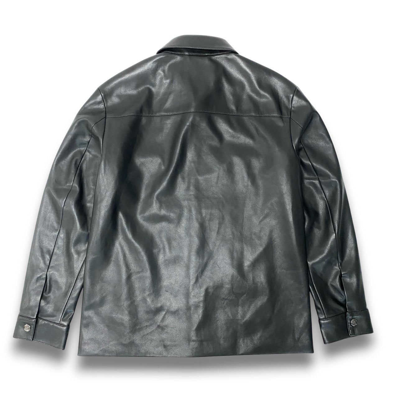 35c20 Calvin Klein Jeans カルバンクライン フェイクレザー シャツジャケット ジョングク着用商品 S ブラック メンズu02t