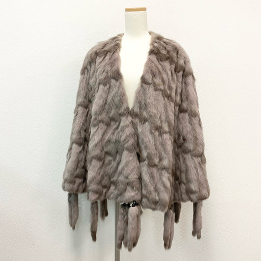 86j23 《タグ付き》 MOONBAT ムーンバット 本毛皮 レアデザイン リスファー  ポンチョ コート ティペット グレイッシュピンク リスファー 定価58万円u02t