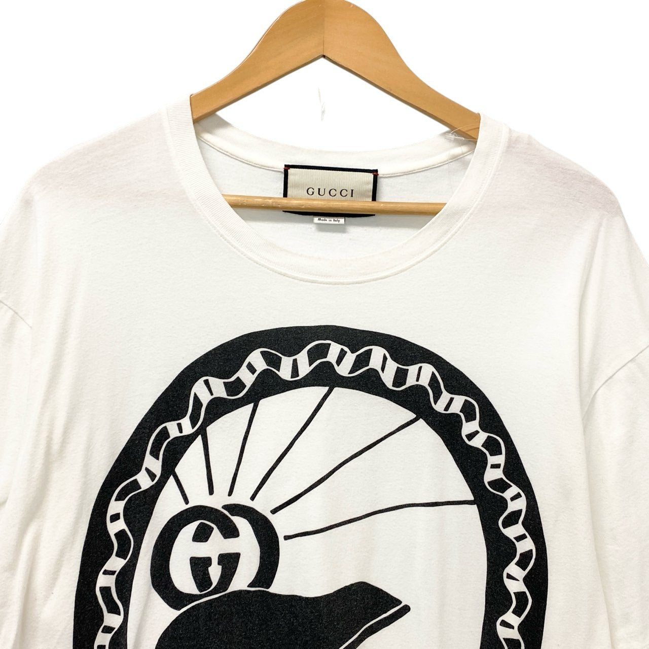 44b17 GUCCI グッチ 半袖Tシャツ ピアノプリント トップス Lサイズ ホワイト コットン100％ メンズ 男性用u02t