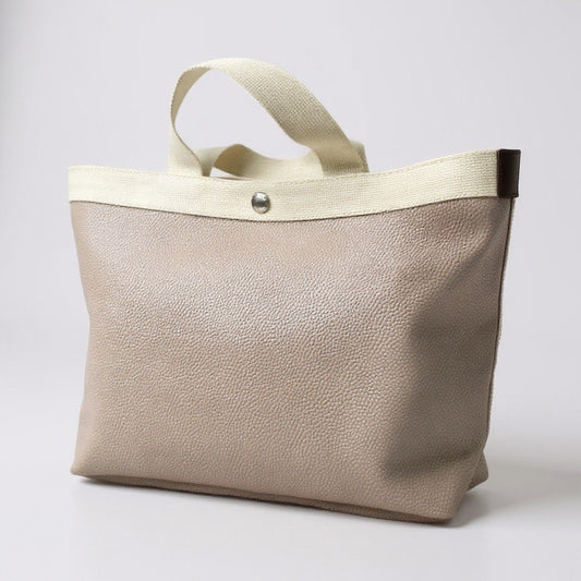 bk18 Herve Chapelier エルベシャプリエ 705GP 舟形ハンドバッグ 鞄 グレー系 レザー×キャンバス レディースu02t