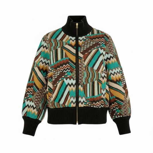 7L5 MISSONI ミッソーニ ニットジャケット ニットブルゾン 50周年モデル イタリア製 Sサイズ相当 マルチカラー メンズu02t