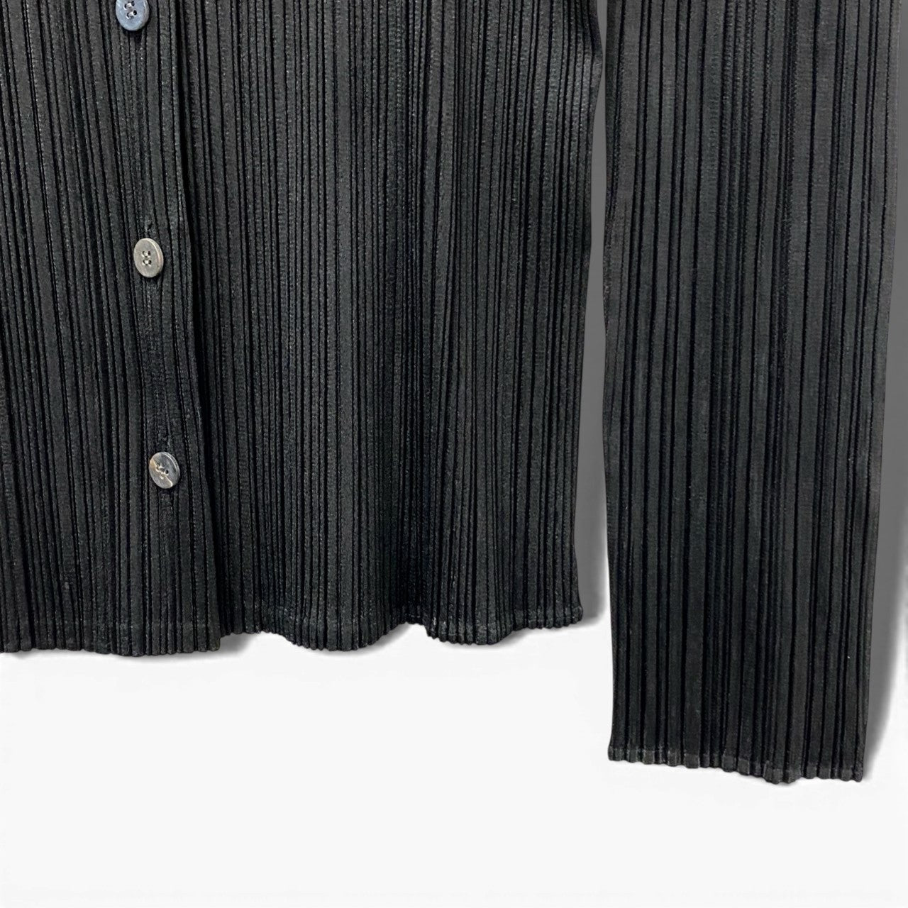 67b13 【美品】PLEATS PLEASE プリーツプリーズ ロングスリーブプリーツシャツ 長袖シャツ トップス 3サイズ ブラック ポリエステル100％ レディース 女性用u02t