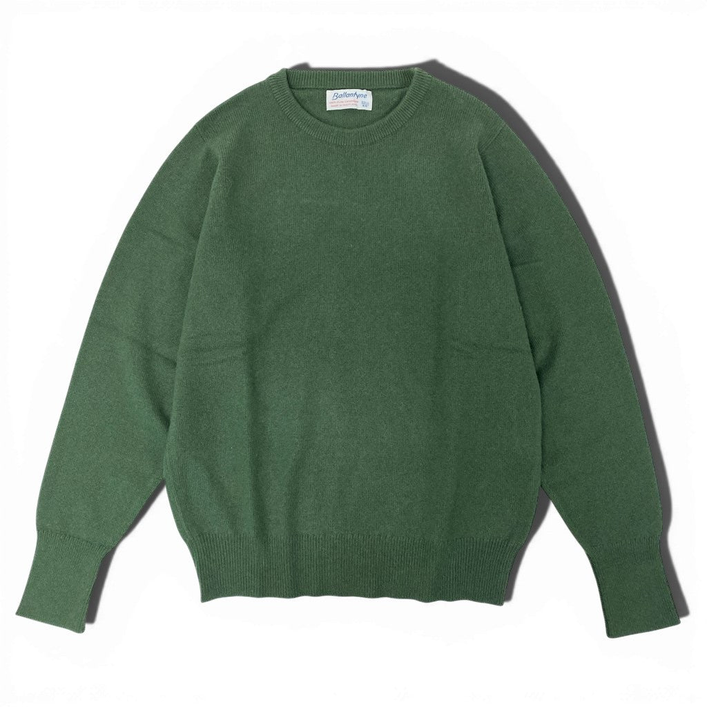 5L22【美品】 BALLANTYNE バランタイン クルーネックセーター ニット スコットランド製 ヴィンテージ 44 グリーン カシミヤ100％ メンズ 男性用k02i