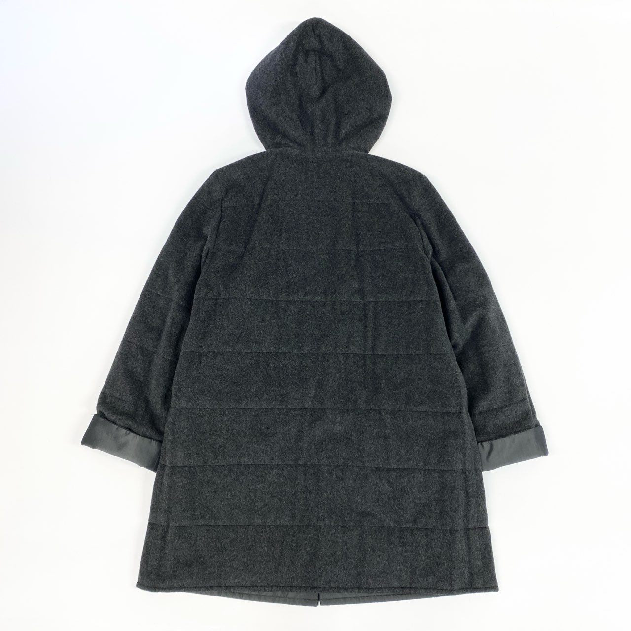 13j29 《美品》FOXEY フォクシー リバーシブルコート ロングコート フーディー アウター カシミヤ混 Fサイズ グレー レディースu02t