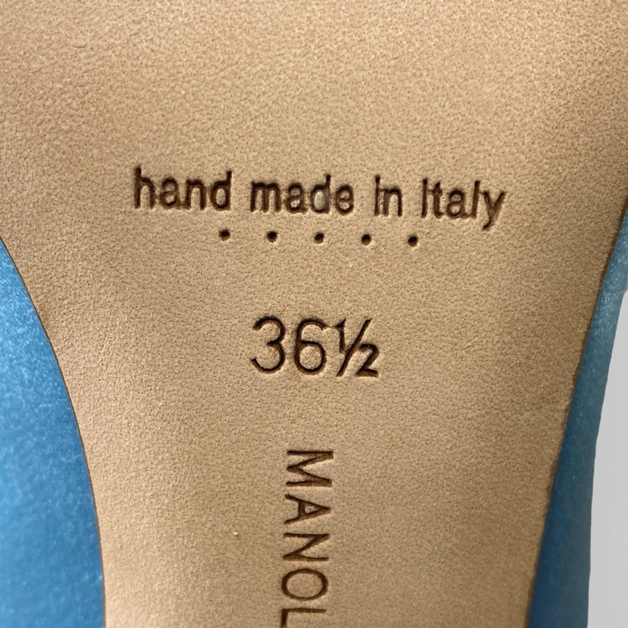 1a6 定価￥228.800 MANOLO BLAHNIK マノロブラニク HANGISI OPAL ハンギシ オパール サテンパンプス サイズ36.5 ブルー シューズ セレモニー 付属品有t18r