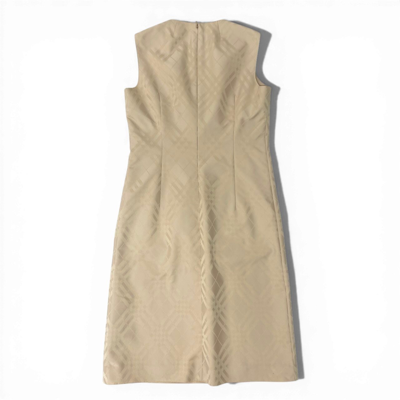 85d9 《美品》 BURBERRY LONDON バーバリー ロンドン ノースリーブ チェックワンピース Check Dress サイズ40 ベージュ ドレスt18r