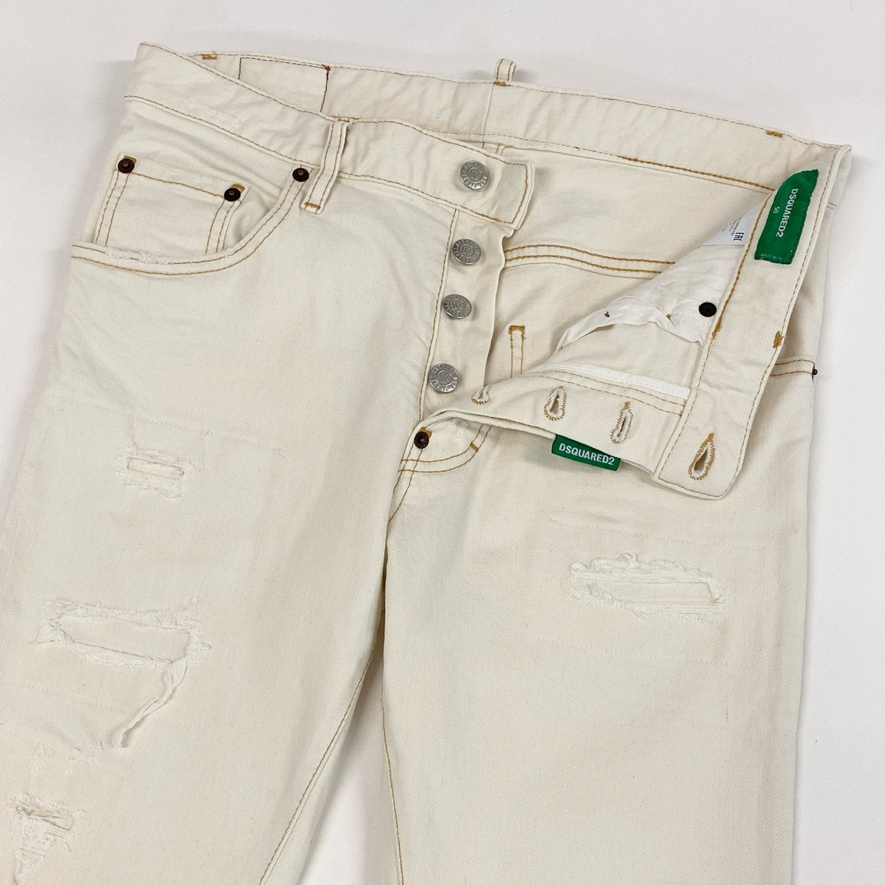35i9 DSQUARED2 ディースクエアード イタリア製 SKATER JEAN ダメージ加工 デニムパンツ ボトムス  S78LB0061 50 Lサイズ ホワイト コットン メンズk02i
