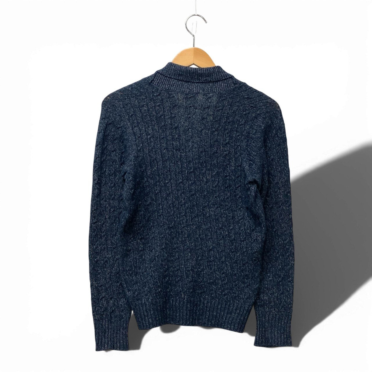 44b18 【美品】Drumohr ドルモア リネン混 ニットカーディガン Vネック トップス イタリア製 44サイズ ネイビー メンズ 男性用u02t