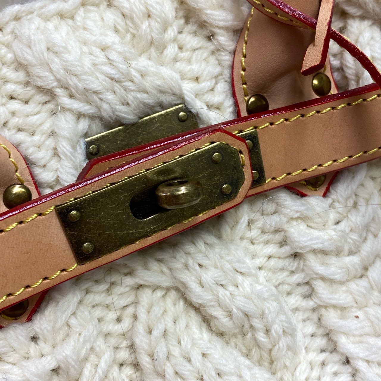 ak18 MONTEROSA モンテローザ muku ムク リアルムートン 手網みニット ファー トートバッグ 鞄 ベージュk02i