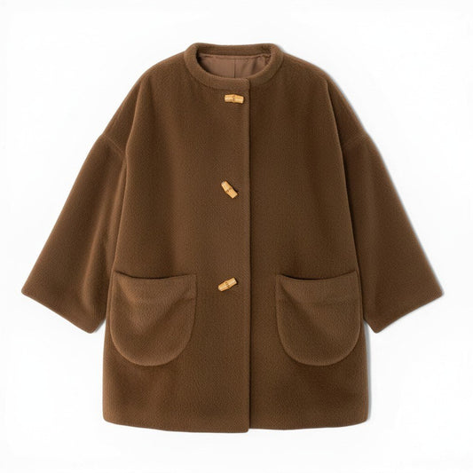 57d5 GUCCI ヴィンテージ グッチ バンブー ベビーアルパカ混 オーバーコート サイズ42 ブラウン ユニセックス アウター コートk02i