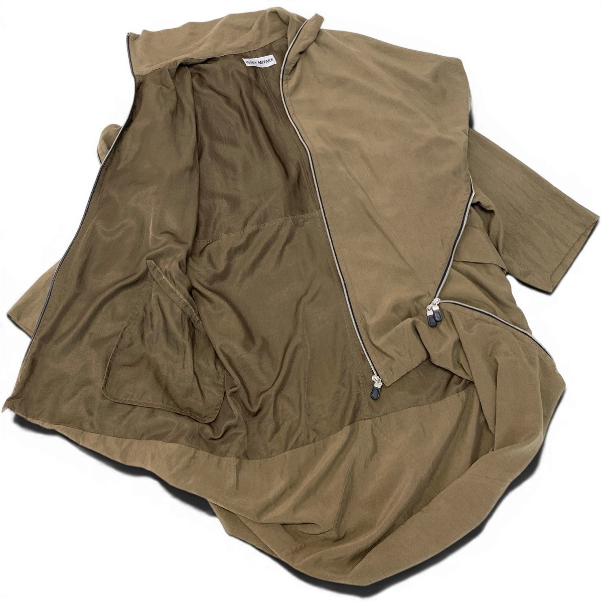 Af11 ISSEY MIYAKE イッセイミヤケ 1991FW 変形ポンチョコート ナイロンジャケット 日本製 Lサイズ カーキ ナイロン100％ メンズ 男性用k02i