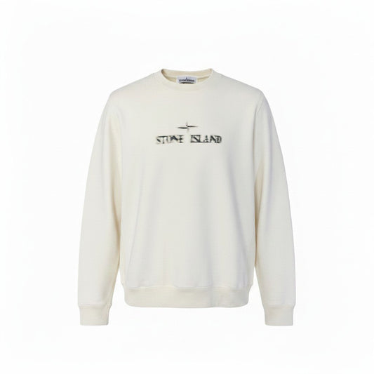 38f18 《美品》 STONE ISLAND ストーンアイランド ロゴプリントスウェット トレーナー サイズXL アイボリーt18r