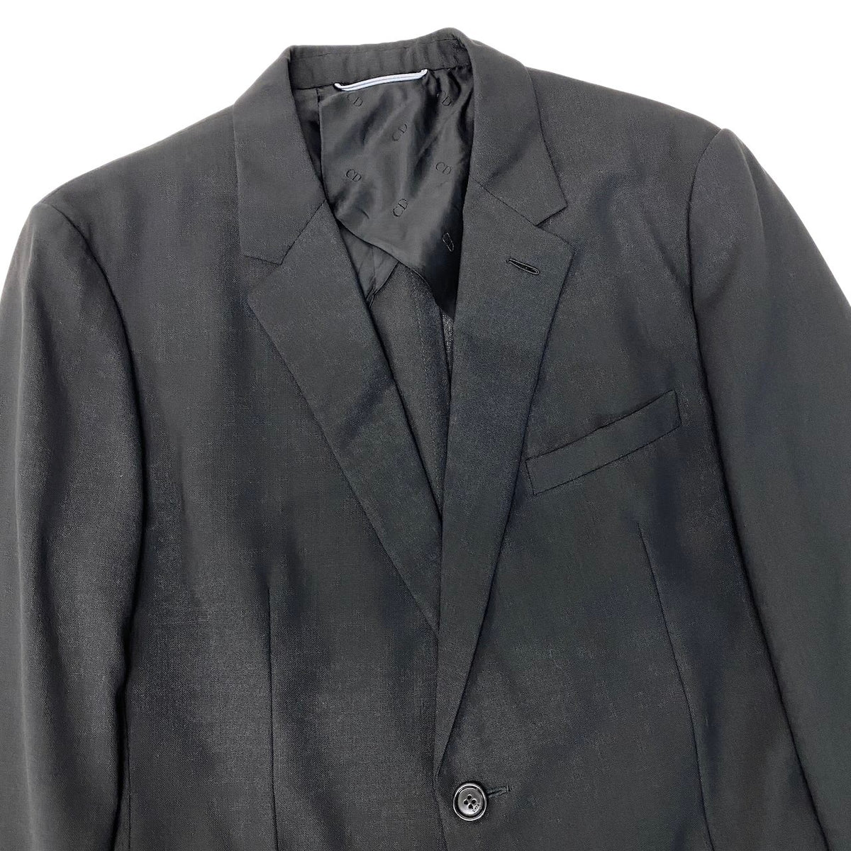 47j16 【極美品】 DIOR ディオール テーラードジャケット アンコンジャケット  シングル 2B サイズ48 ブラック ウール100％ メンズu02t