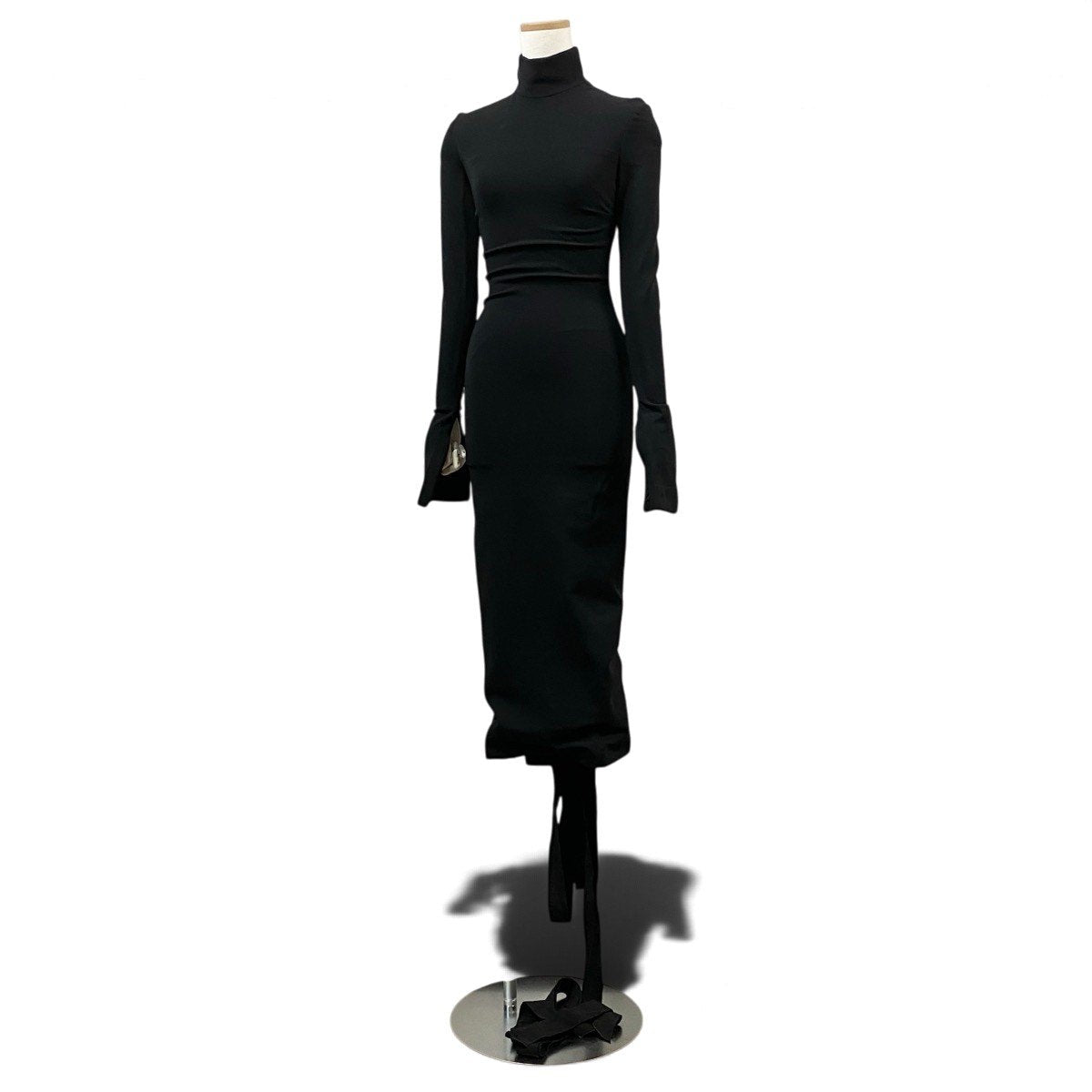 Ej22 BALENCIAGA バレンシアガ 2024AW バックレース ミディドレス ワンピース Back Lace-Up Design Tie Closure Dress 831227 Size 38 ブラック サイドジップ Side Zippert18r