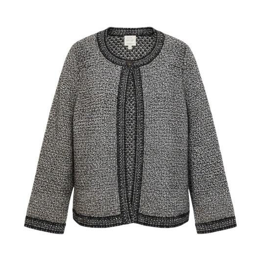 j26 CHANEL ノーカラーニットカーディガン ラインストーン ココマーク P42095 38サイズ ブラック系 レディース 女性用k02i