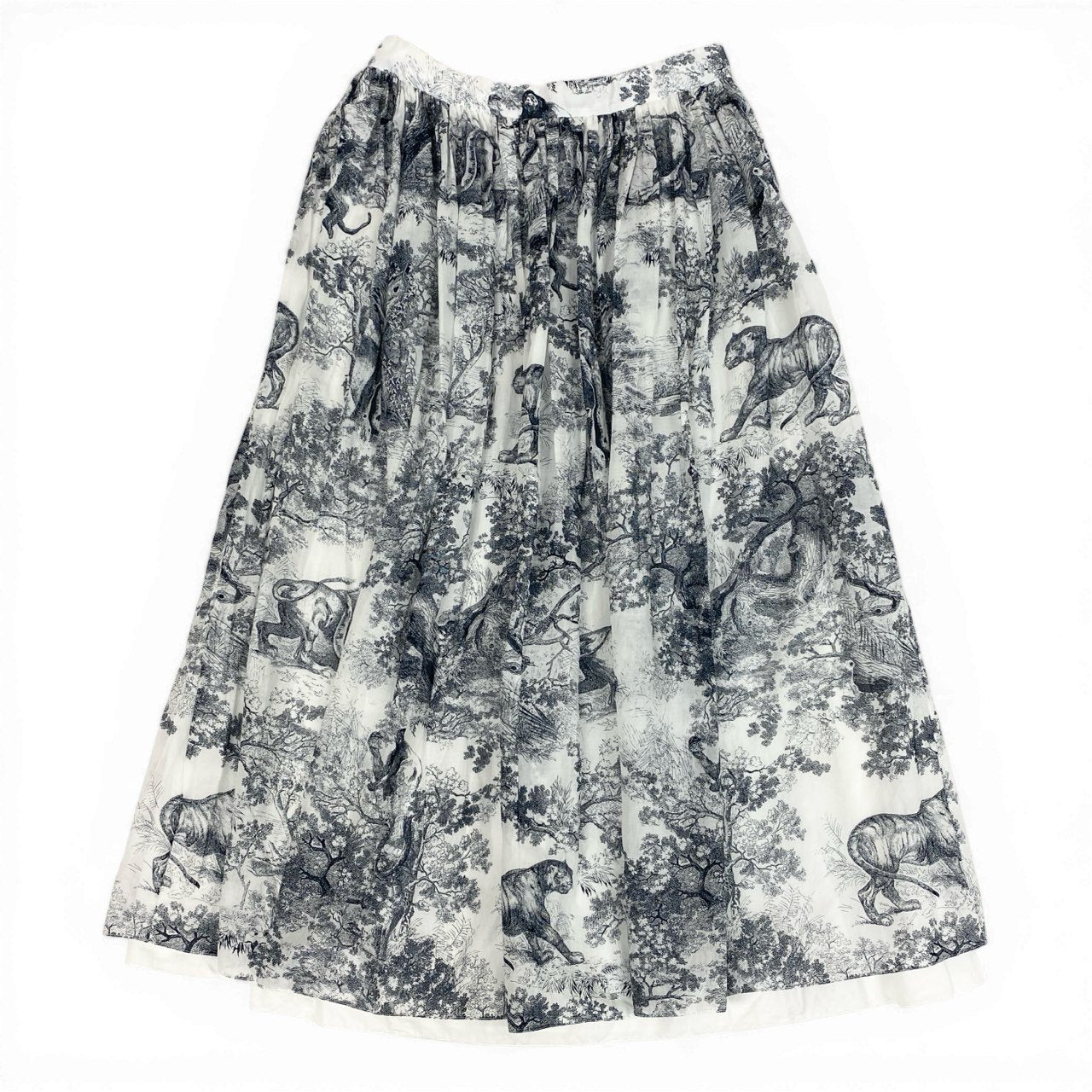 Ed6 Christian Dior クリスチャンディオール トワル ドゥ ジュイ ミディスカート コットンモスリン サイズI42 ネイビーta1