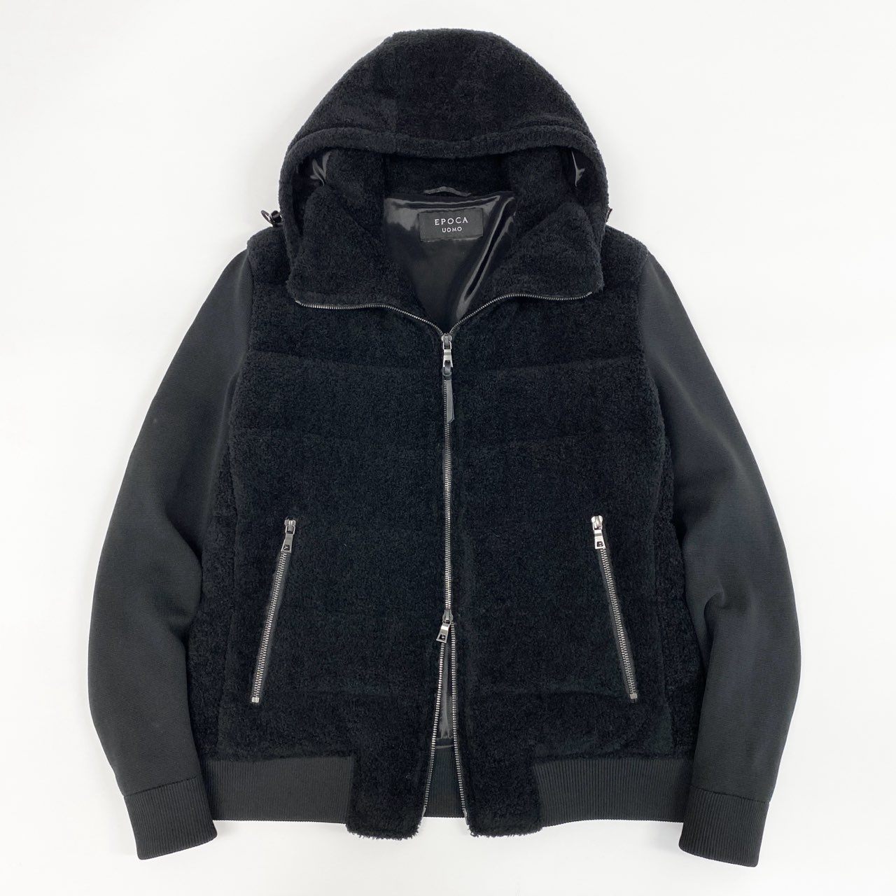 19g28 EPOCA UOMO エポカウォモ 定価\79,20024AW Safari Lounge別注 ボアコンビダウンブルゾン アウター ダブルジップ M1F54-476-09 48 ブラック メンズ