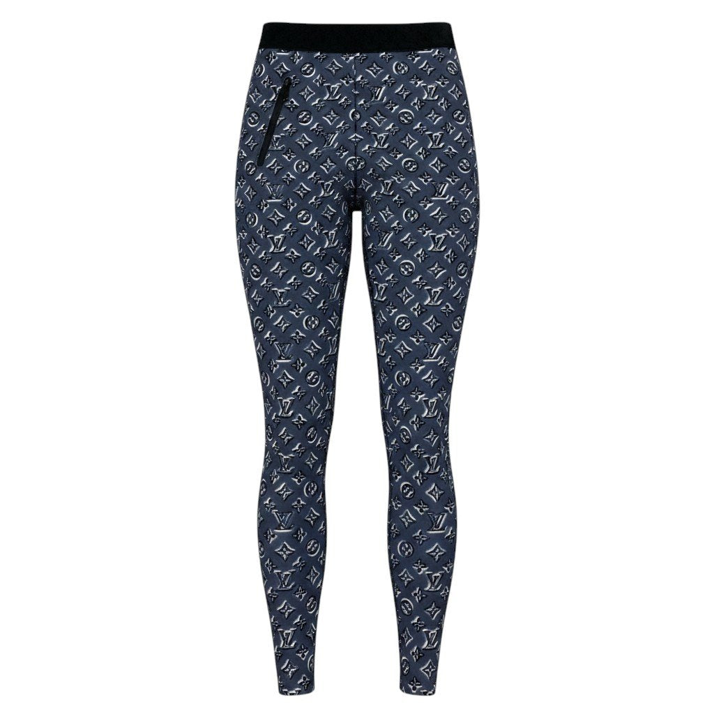 Ig23 【美品】LOUIS VUITON テクニカル モノグラム レギンス パンツ イタリア製 34サイズ グレー系 レディース 女性用ta2