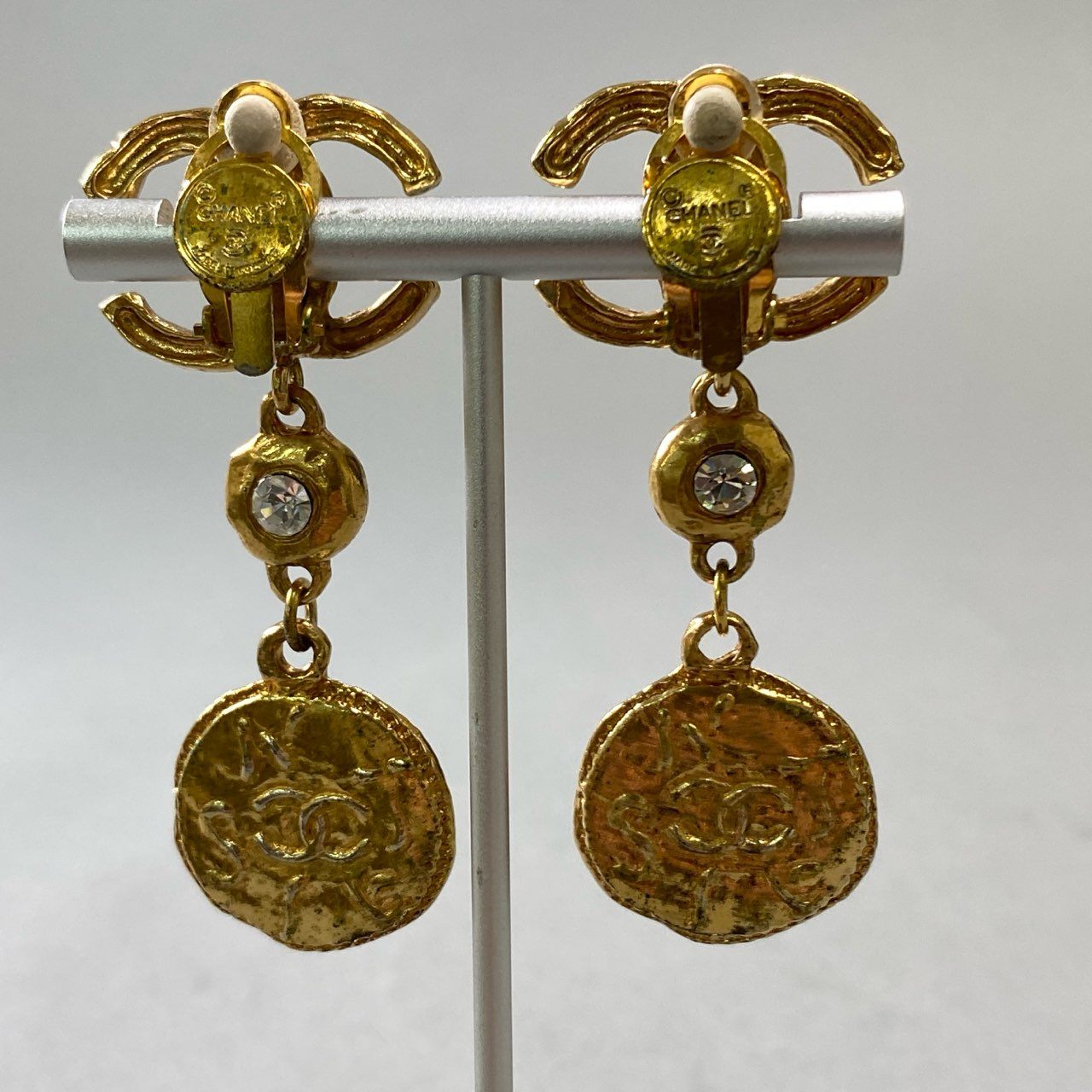 j15 CHANEL シャネル Vintage CC Gold Earring ヴィンテージ イヤリング ゴールド ココマーク Accessory 箱付きt18r